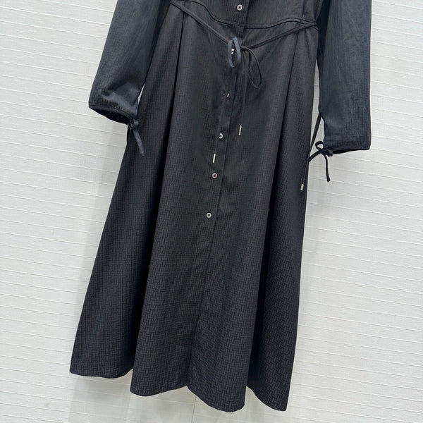 Hm Trench Coat H Dark Pattern Black Cotton