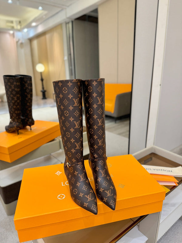 LV 6AM High Boots 55mm Heel Brown Monogram 504804