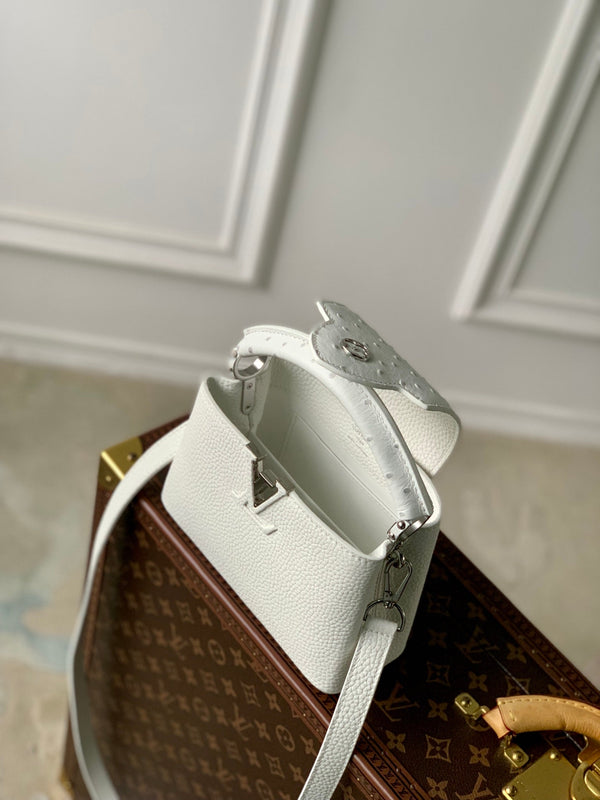 CAPUCINES MINI 21 WHITE TAURILLON SILVER HARDWARE
