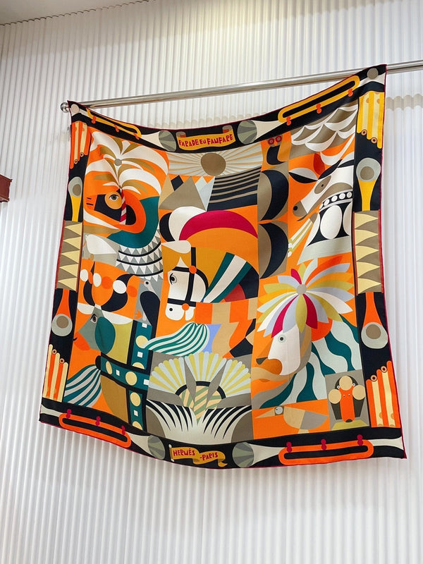 Parade en Fanfare Scarf 90 CM In Colorful Silk Twill 193839