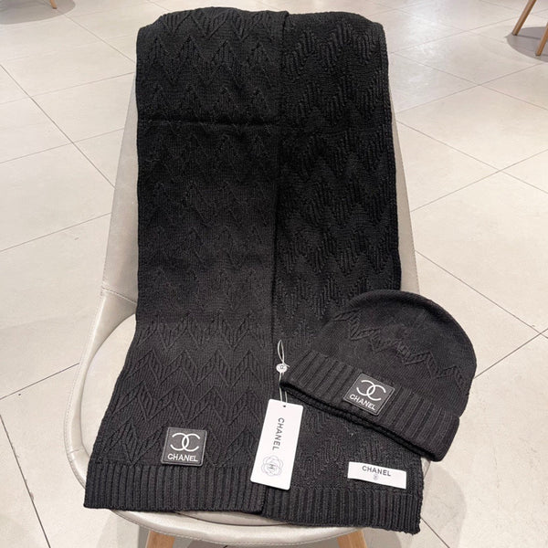 SET BEANIE HAT AND SCARF BLACK 427886