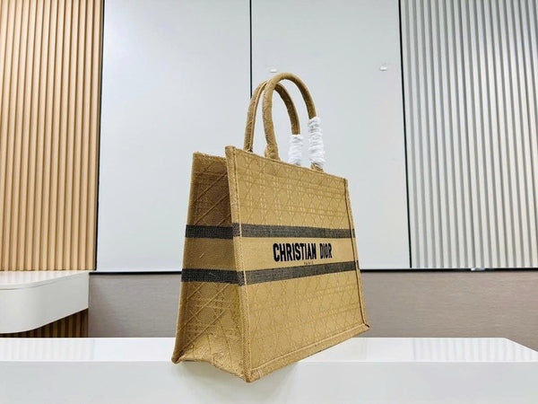 Dior Medium 36 Book Tote Natural Beige Cannage Canvas