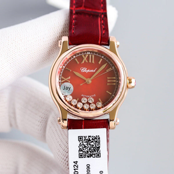 HAPPY SPORT 36MM AUTOMATIC ROSE GOLD RED DIAL