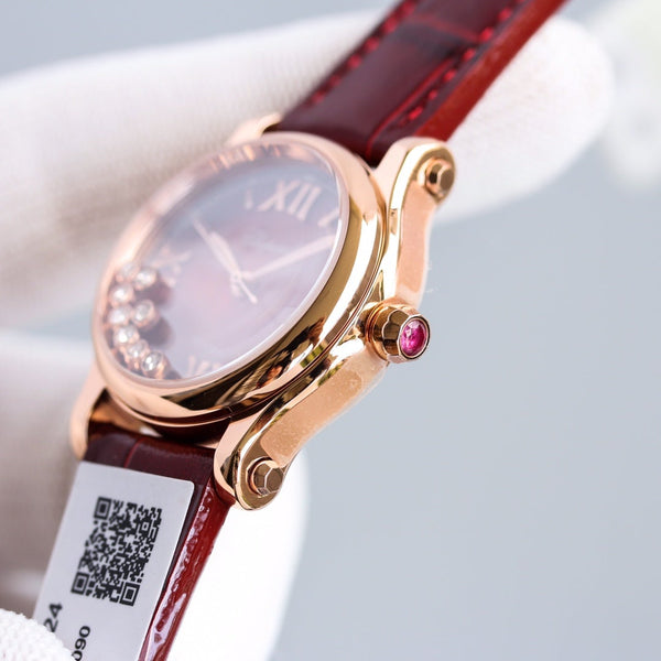 HAPPY SPORT 36MM AUTOMATIC ROSE GOLD RED DIAL