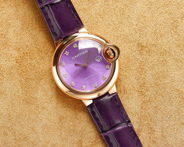 BALLON BLEU 33MM ROSE GOLD CASE PINK DIAL LEATHER STRAP