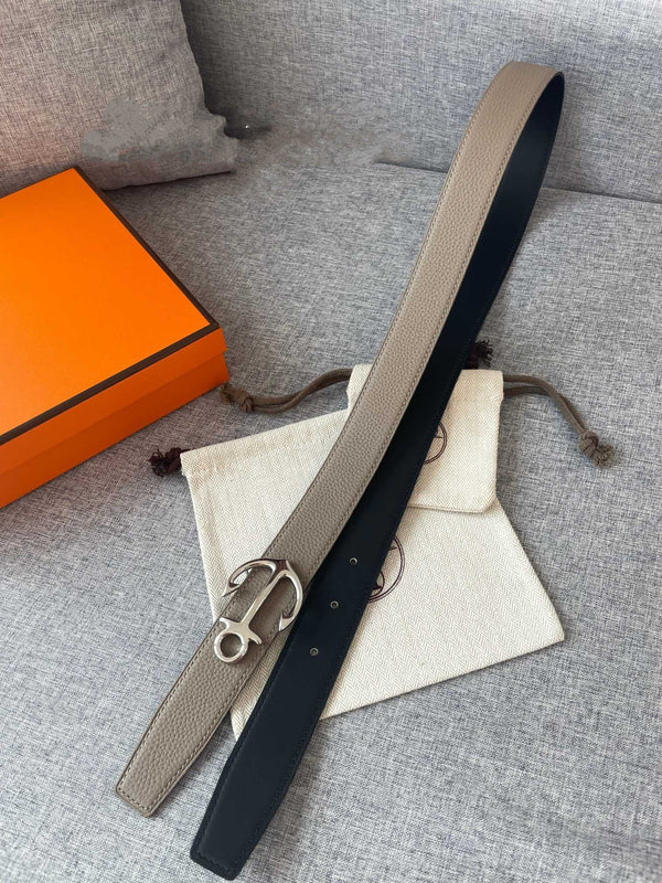 H CARGO BELT 32MM TIN GREY BLACK LEATHER