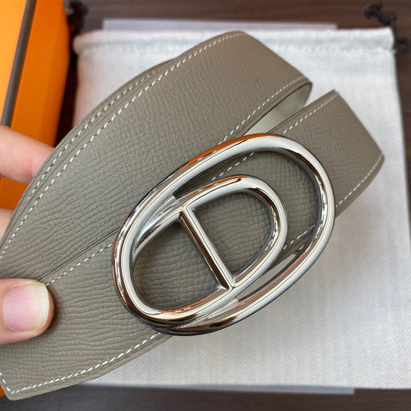 H ODYSSEE RIVERSIBLE BELT 32MM SILVER BUCKLE WHITE GREY LEATHER
