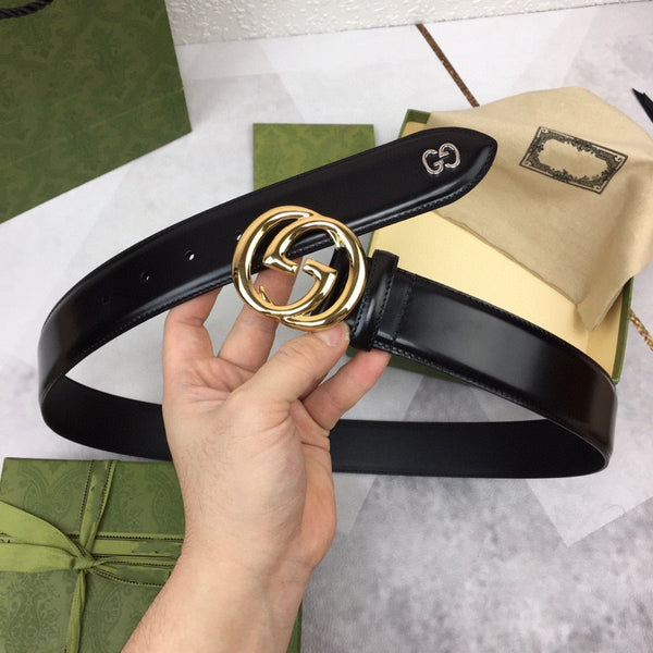 GC BELT GOLD BUCKLE BACK LEATHER 4.0CM
