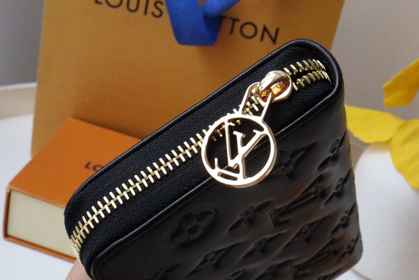ZIPPY WALLET 19 BLACK EMBOSSED LAMBSKIN