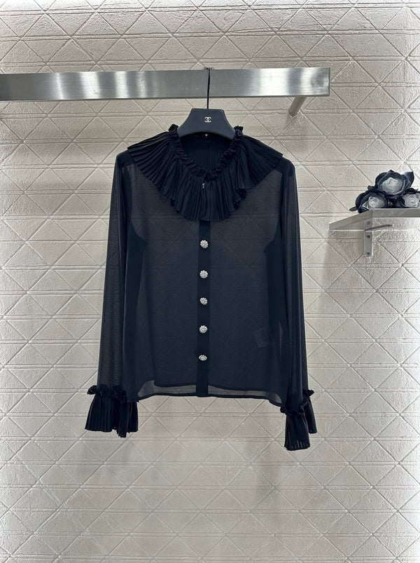 CHANEL LACE RUFFLED SHIRT STYLE 285