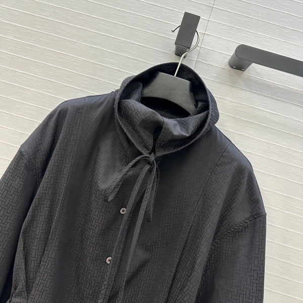 Hm Trench Coat H Dark Pattern Black Cotton