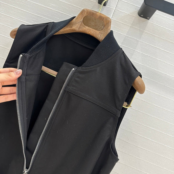 HM Majia Zipped Sleeveless Dress in Black Cotton