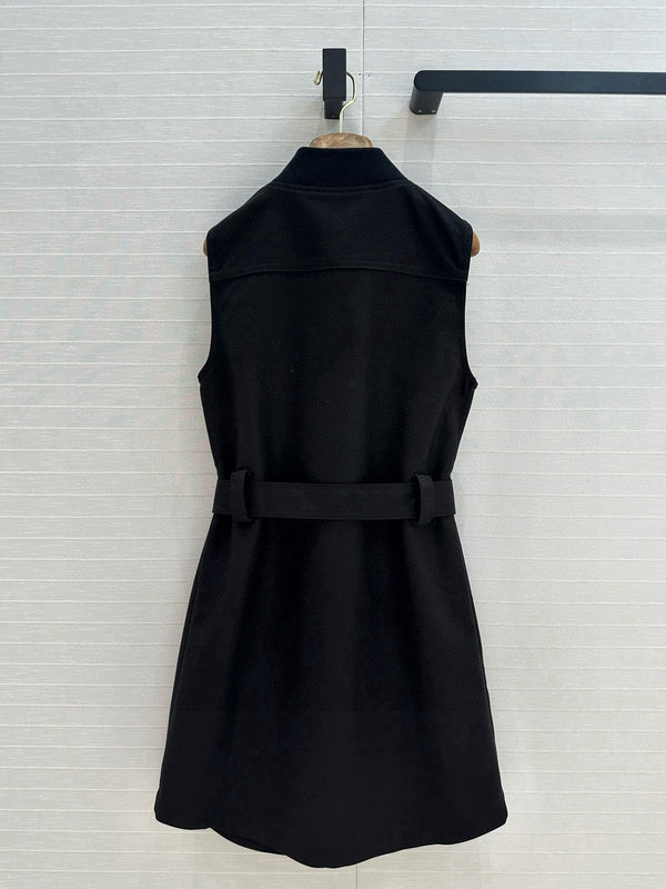 HM Majia Zipped Sleeveless Dress in Black Cotton
