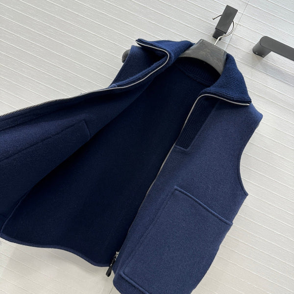 HM 25S Zipped Vest in Blue Cashmere