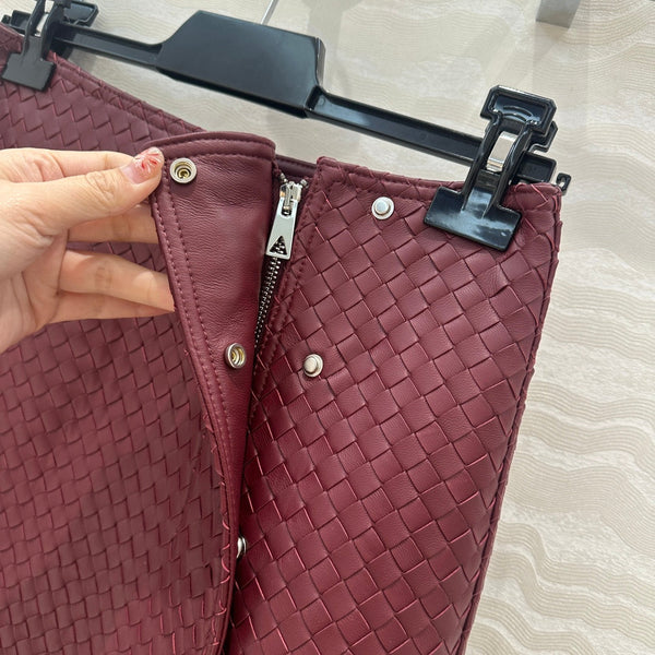 BV Skirt in Burgundy Lambskin
