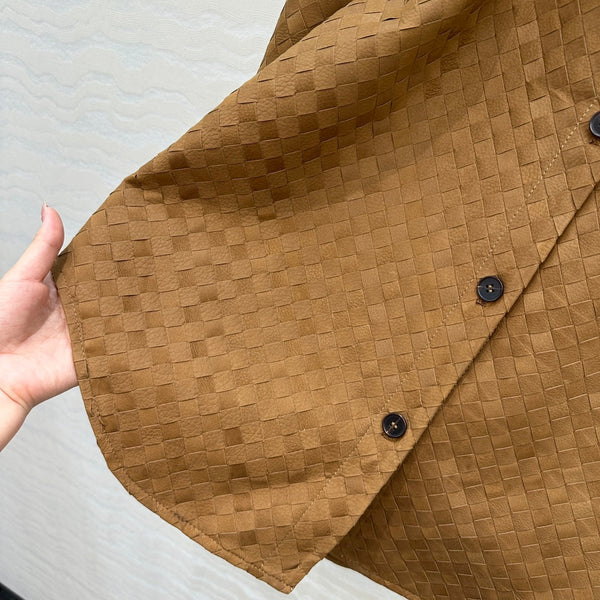 BV Shirt Jacket in Brown Cowhide Suede