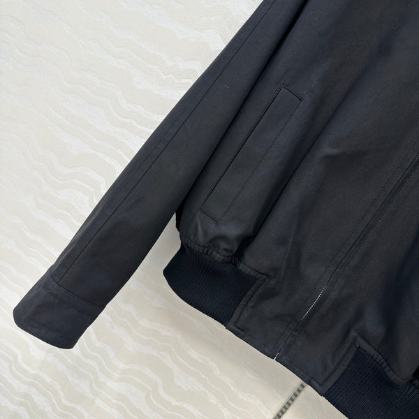 BV 25S Jacket Sheepskin Neck in Black Cotton