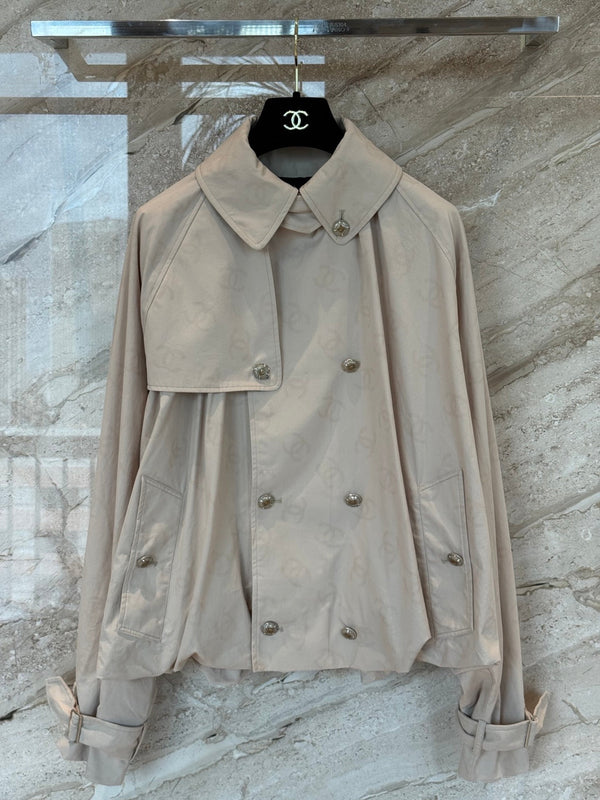 CC 25B Hidden Logo Trench Coat Beige Cotton