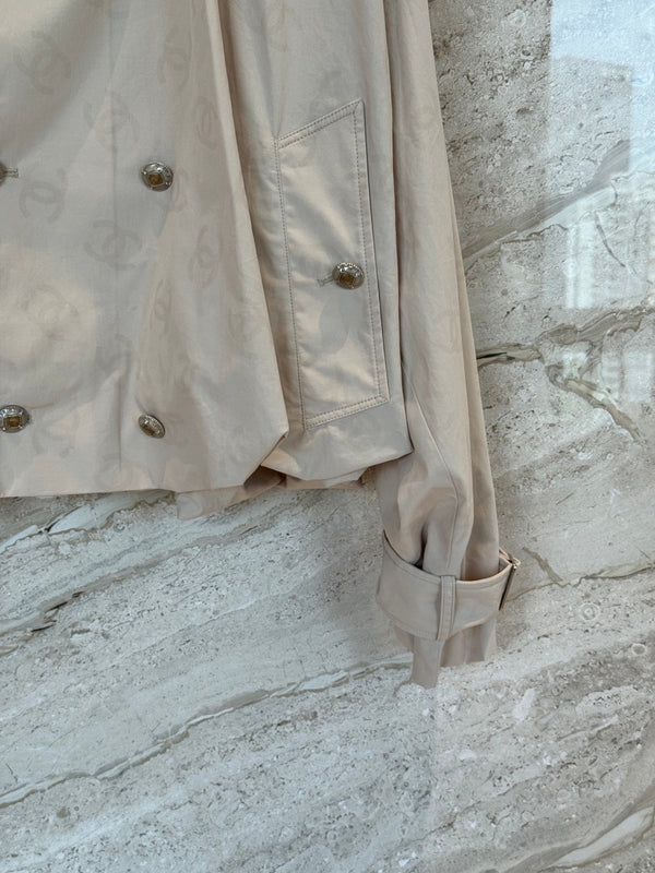CC 25B Hidden Logo Trench Coat Beige Cotton