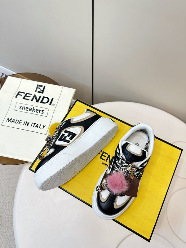 Fendi 25 Match Platform Sneakers Black Cowhide 469479