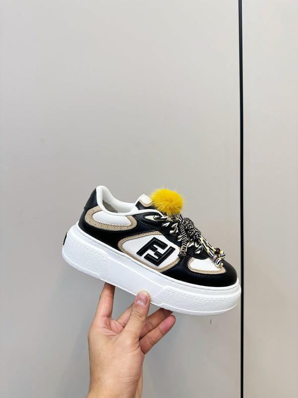 Fendi 25 Match Platform Sneakers Black Cowhide 469479