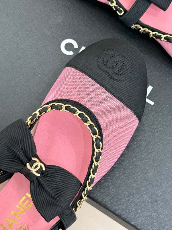 CC 25P Hollow Chain Bow Mary Janes Pink Mesh 473300