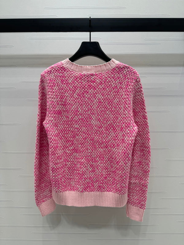 CC 25 Contrast Color Sweater 5 Brooch Pink Wool 305411