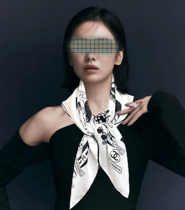 CC Square 90cm White Silk Scarf 828802