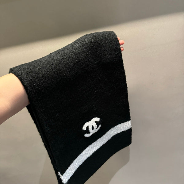 CC Knitted Long Scarf 170cm Black Cashmere 828767