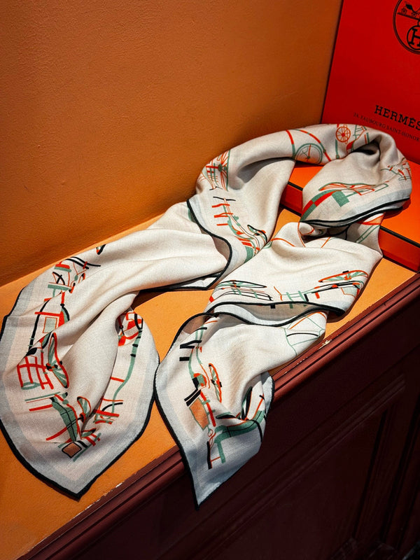 HM Double-Sided Square Scarf 140cm White Cashmere 828709