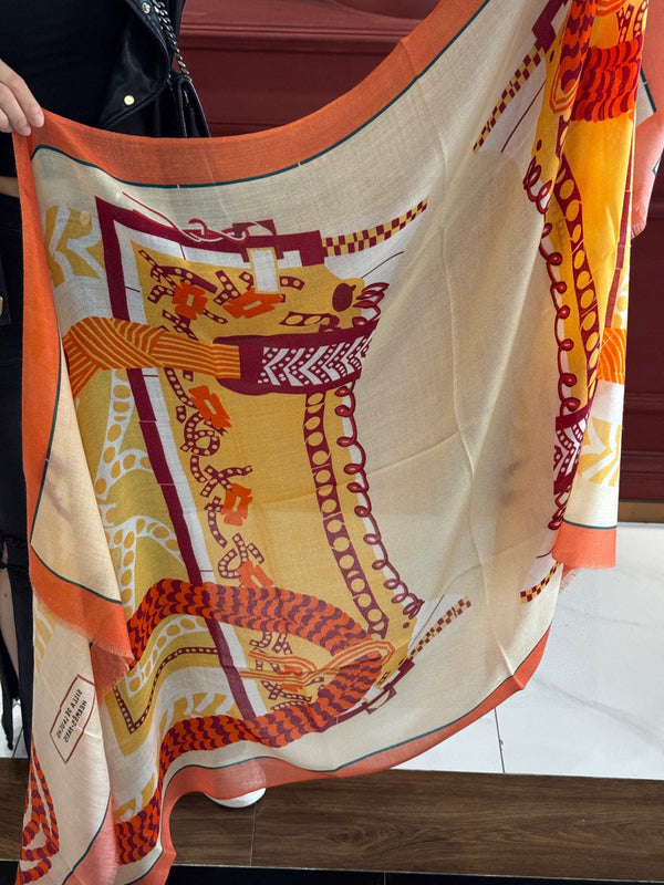 HM Saddle Long Scarf 200cm Orange Cashmere 828666