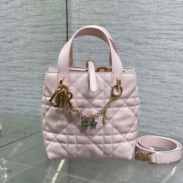 CD Toujours Vertical Small Built-In Lucky Charm Chain 18cm Pink Lambskin