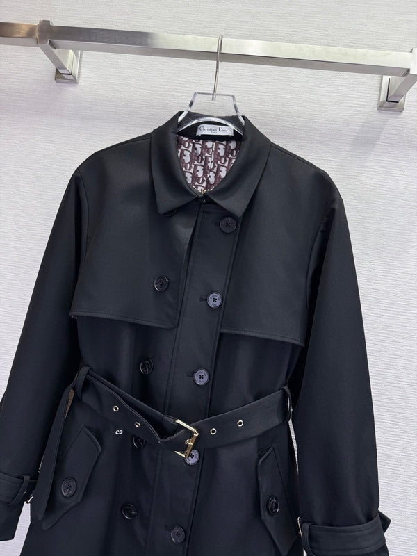 CD 25SS Long Trench Coat Black Cotton 306563