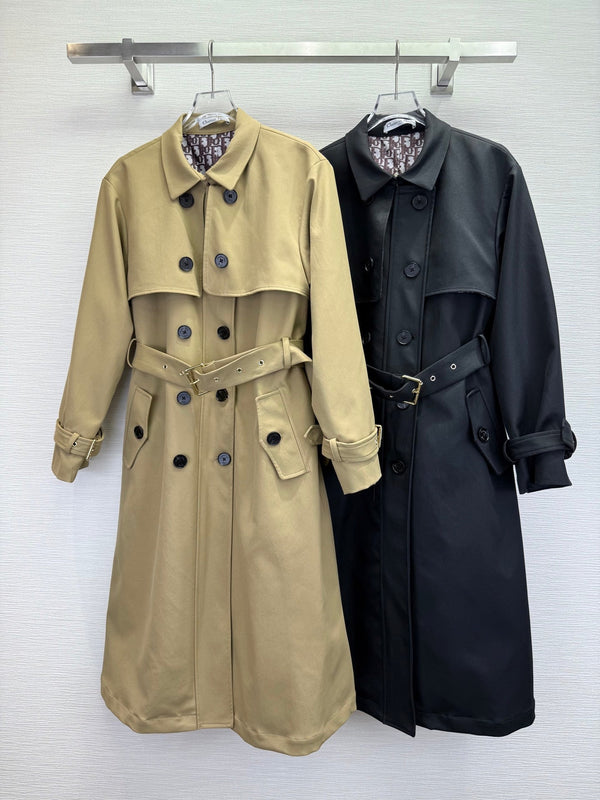 CD 25SS Long Trench Coat Black Cotton 306563