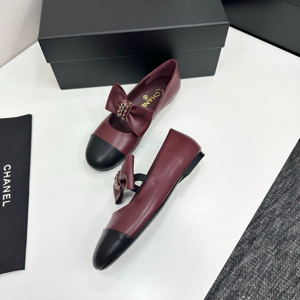 CC 25SS Chain Bow Mary Jane Burgundy Cowhide 490144