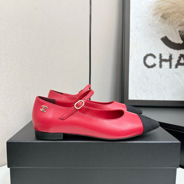 CC 25SS Pointed-Toe Mary Janes Red Cowhide 490140