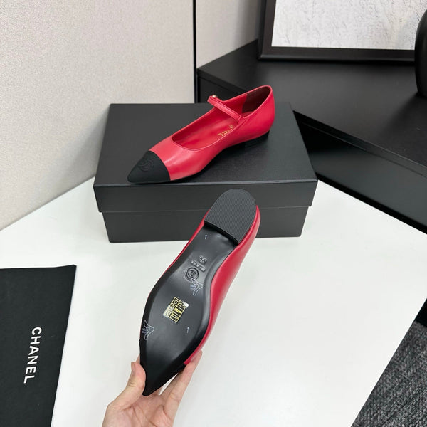 CC 25SS Pointed-Toe Mary Janes Red Cowhide 490140