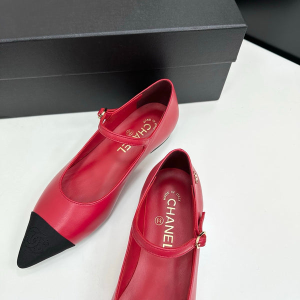 CC 25SS Pointed-Toe Mary Janes Red Cowhide 490140