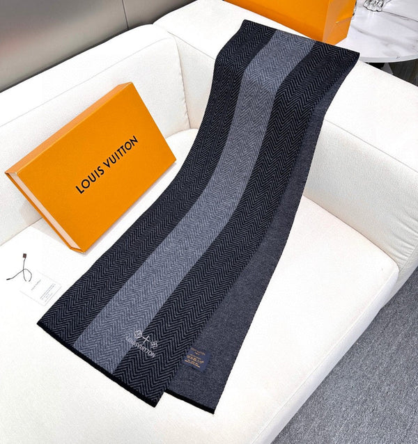 LV Scarf 180cm Black Knitted Cashmere 838207