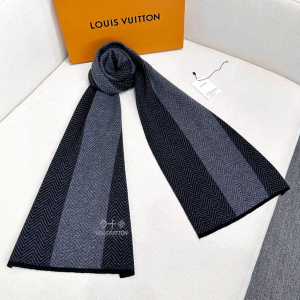 LV Scarf 180cm Black Knitted Cashmere 838207