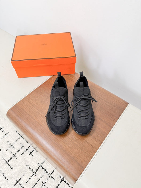 HM 25VS Lift Slip-On Sneakers Full Black Suede Down Fabric 492935