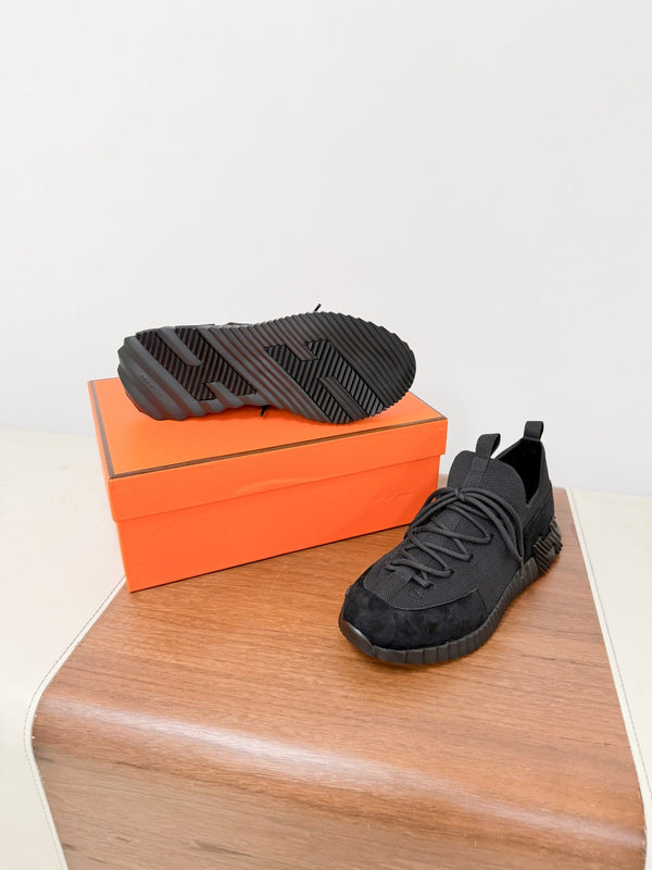 HM 25VS Lift Slip-On Sneakers Full Black Suede Down Fabric 492935