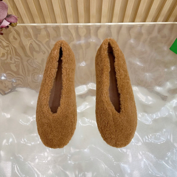 BV 25SS Shearling Ballerina in Brown Wool Sheepskin