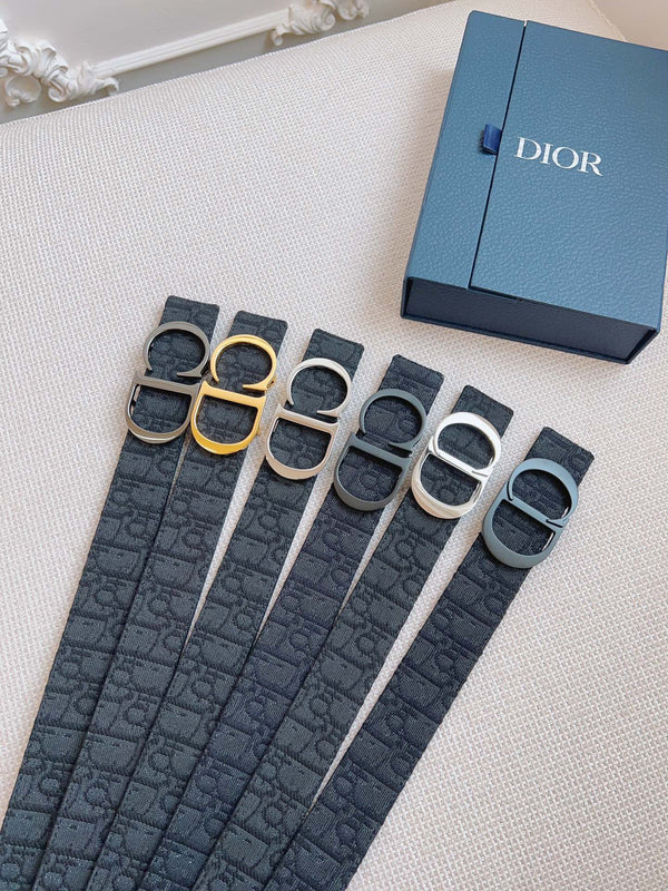 CD Belt 35mm Black Canvas Calfskin Silver Buckle
