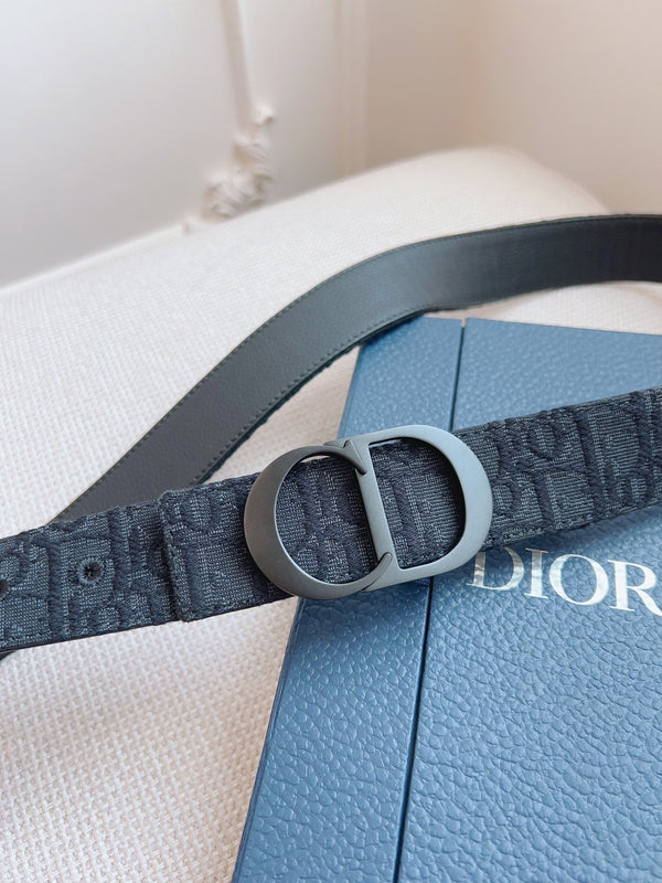 CD Belt 35mm Black Canvas Calfskin Black Buckle