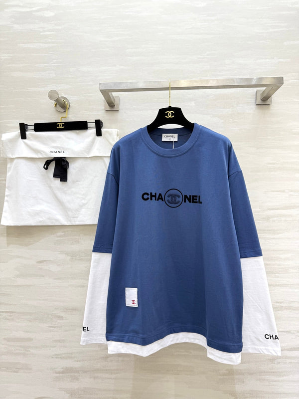 CC 25 Fake Two-Piece Design Long-Sleeved Sweater