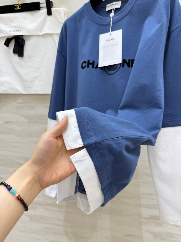 CC 25 Fake Two-Piece Design Long-Sleeved Sweater