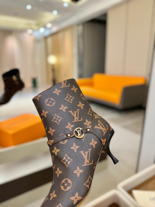 LV 6AM Ankle Boots 55mm Heel Brown Monogram 504808