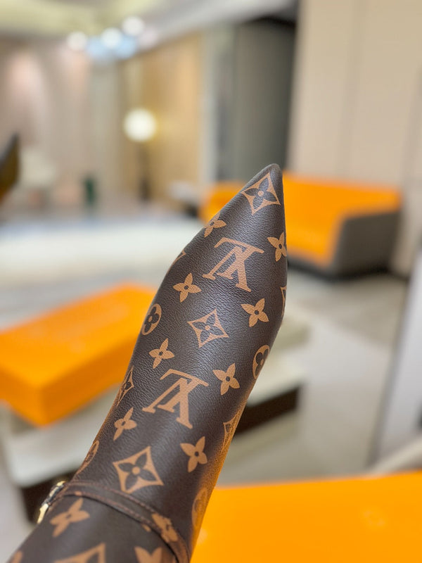 LV 6AM High Boots 55mm Heel Brown Monogram 504804