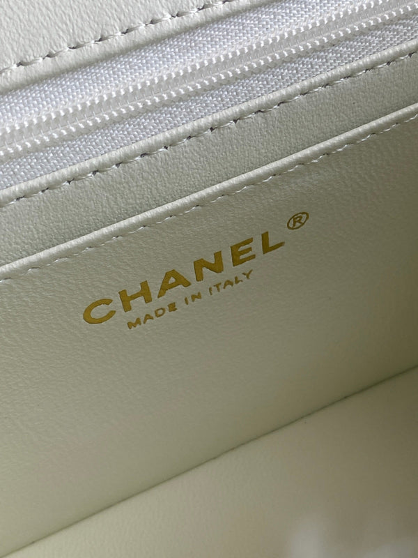 Mini CF 25 Flap Bag White Shearling